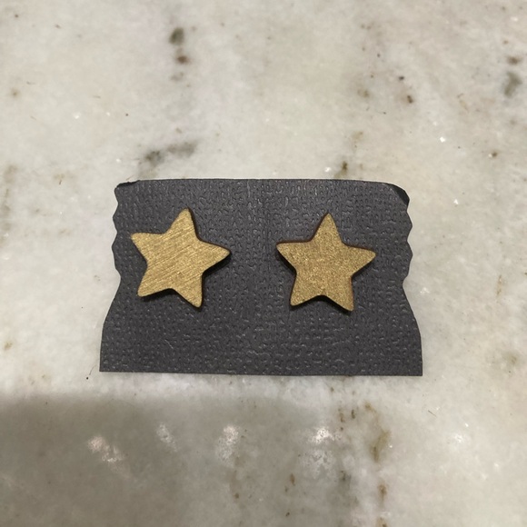 Handmade Wood Star Earrings NWT - Picture 2 of 5